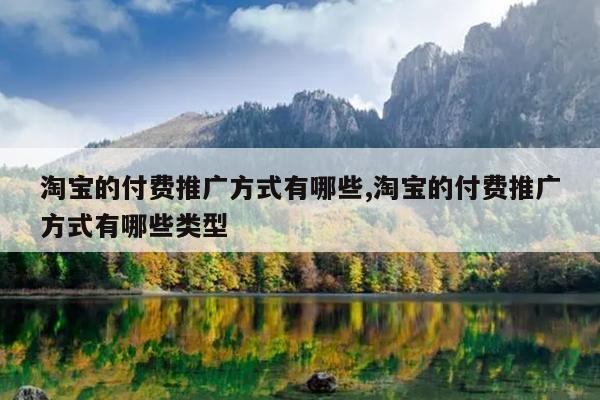 淘宝的付费推广方式有哪些,淘宝的付费推广方式有哪些类型