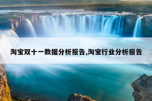 淘宝双十一数据分析报告,淘宝行业分析报告