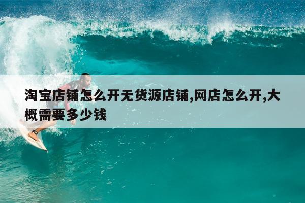 淘宝店铺怎么开无货源店铺,网店怎么开,大概需要多少钱