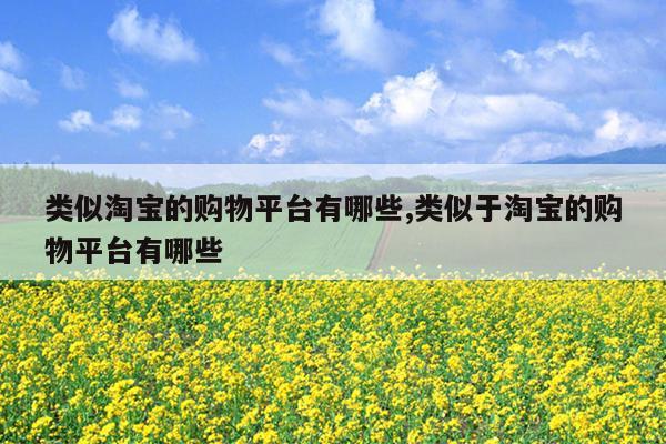 类似淘宝的购物平台有哪些,类似于淘宝的购物平台有哪些
