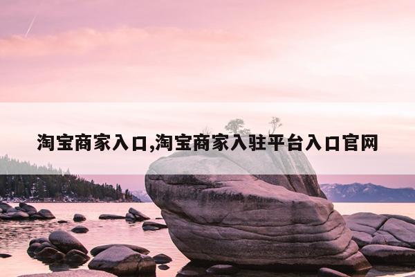淘宝商家入口,淘宝商家入驻平台入口官网
