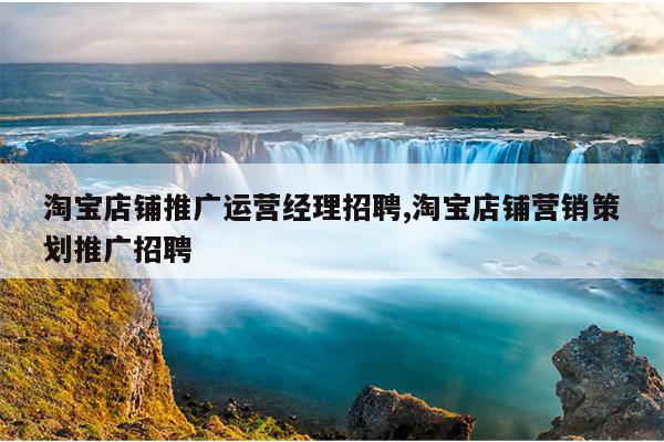 淘宝店铺推广运营经理招聘,淘宝店铺营销策划推广招聘