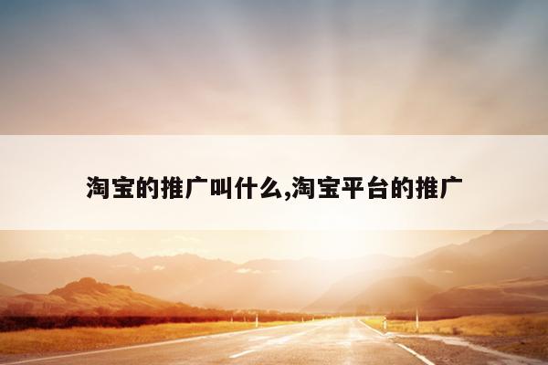 淘宝的推广叫什么,淘宝平台的推广
