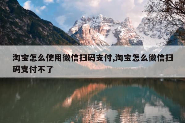淘宝怎么使用微信扫码支付,淘宝怎么微信扫码支付不了